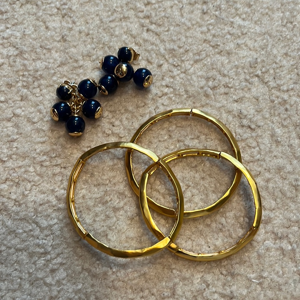 JCrew earrings and 3 stretch bangles